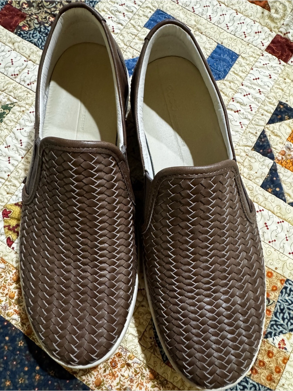Ecco Brown Woven Slip-On Flats